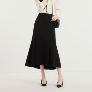 Koradior | Elegant Slim Black Fish Tail Skirt