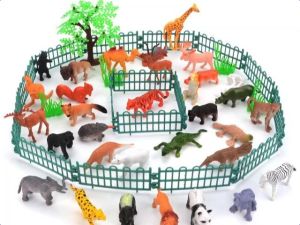 53Pcs Wild Animal Toy Set for Kids Farm Animals Trees Grass Toy Dinosaur World Boys Birthday Gift