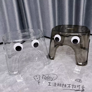 Thickened Acrylic Transparent Small Stool Home Living Room Tea Table Children round Stool Anti-slip Plastic Chair Board Stool
