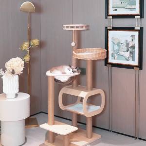 Cat Scratch Tree Cat Tree Cat Tower Cat Tree Tower Scratch Post Cat Condo Cat Tree Climbing Cat Tower Rattan Solid Wood Multi-Layer Grab Column Space Capsule Sub-Integrated Jumping Platform Cat Toy Villa