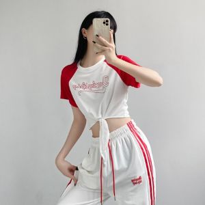 Hip Hop Jazz | Spicy Girl Style Jazz Dance T-shirt Loose Tie Short Crop Top