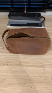 Roll_n_Rotate Genuine Leather Digital Accessories Storage Bag Portable Zipper Headphone Cable Travel Storage Bag Cosmetic Bag