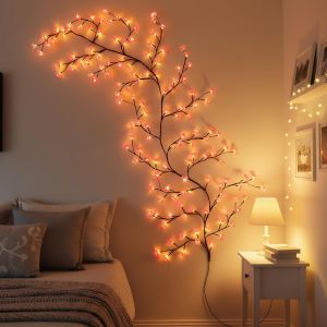 Cherry Tree Branch Lights USB Powered Blossom Branch Decoration Night Lights for Home Wall Cherry Enchanted Willow Vine Lights