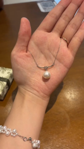 Infinity Knot Pearl Necklace - 11-12mm with High Luster