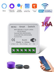 Tuya RF433+WIFI 16A Smart Switch Wireless Switch and RF433 Remote Control Switch Used in Conjunction with Alexa Google Home