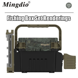 Durable two-layer fishing box portable multi-purpose fishing box for fishing gear fishing tackle organizer high capacity non-slip portable can sit and stand. Supports weight 200 kg