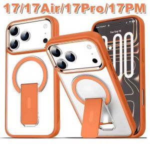 Luxury Cover For Magsafe Folding Stand Magnetic Phone Case For iPhone 17 Air Pro Max 17PM 17Pro Translucent Shell For iPhone17