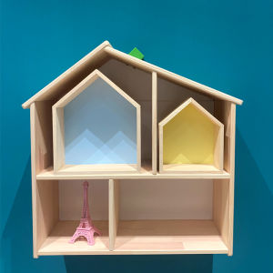 Dopamine Colored Wooden Cabin Decorative Wall Hanging Kitchen Wooden House Nursery Storage Nordic Style Childrens Room Decoration