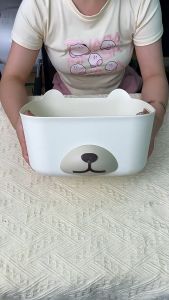 Desktop Storage Box Student Dormitory Snacks Storage Organisation Simple Cartoon Bear Sundry Organizer Box