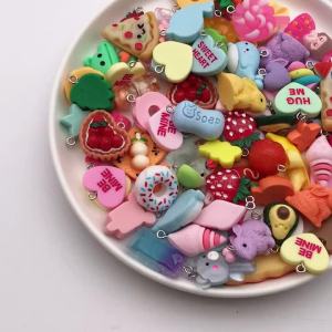 Randomly Mix 10/20pcs Colorful Resin Charms Cute Imitation Animal Fruit Food Series Pendants For DIY Jewelry Making Accessories