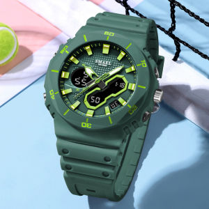 SMAEL นาฬิกาข้อมือดิจิทัลแฟชั่นผู้ชายกันน้ำนาฬิกาออกกำลังกายกลางแจ้งเล่นกีฬาแบบมัลติฟังก์ชันหน้าจอคู่ไฟกลางคืนเท่