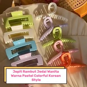 Jepit Rambut Jedai Wanita Warna Pastel Colorful Korean Style Glossy Pastel Hair Claw