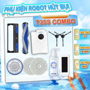 Phụ kiện robot hút bụi tương thích robot Ecovacs T30S Combo - Phụ kiện robot hút bụi lau nhà chất lượng cao - Chổi robot hút bụi - Giẻ lau robot - Chổi lau robot hút bụi - Túi rác robot hút bụi