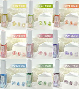 2025 New Natural Drying Water-Based Nail Art Dye Liquid Set of 9 Colors No Lamp Required Sharp Brush Tips Gradient Effect