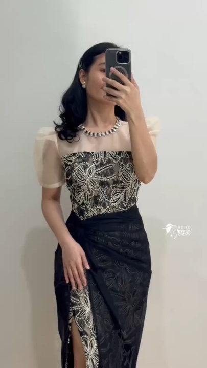 Modern Filipiniana Dress for Women - Modern Filipiniana Graduation Dress |  Oath Taking Outfit Asymmetric Polyester Spandex Dresses Elegant Short  Sleeve Puff Sleeves - Lazada | Lazada PH