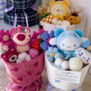 Sanrio Kuromi Cinnamoroll MyMelody Pompompurin Anime Gadis Lucu Mainan Ulang Tahun Valentine Hadiah Kelulusan Kawaii Plush Doll Bouquet