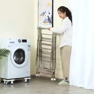ราวตากผ้าสแตนเลสพับได้ 2 ข้าง กันน้ำ พร้อมล้อเคลื่อนย้าย ขนาด 150 ซม. สำหรับคอนโด