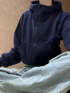 SUHUIQIAN | Heavyweight Zip-Up Hooded Sweatshirt Jacket Blue 2026 Spring and Autumn New Arrival