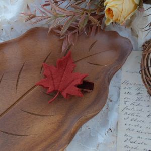 DearAnnie Childrens Woolen Leaf Hair Accessories Forest System Vintage Style Autumn Maple Leaf Hair Clips And Edge Clips