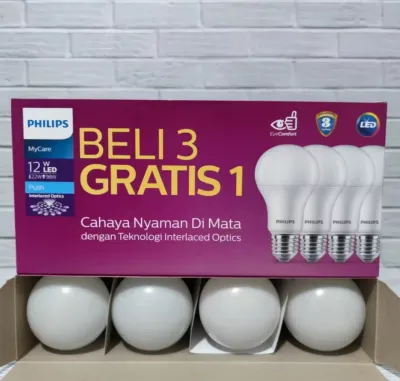 [PAKET ISI 4PCS] Lampu Philips Led 12 Watt Promo Multipack MyCare Bulb 12w beli 3 Gratis 1