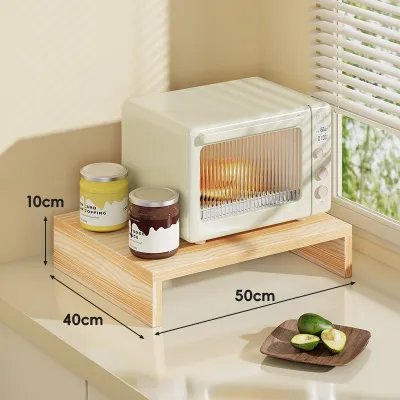 evesigar | Kitchen Counter Storage Rack Dual Layer Simple Wooden Spice Organizer Appliance Shelf