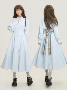 KEIKO | Slim French Island Knit Bow A-line Dress