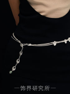 Geometric Tassel Long Necklace New Chinese Style Alloy Silver Gold Plated Fashion Accessory for Women With Belly Chain