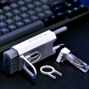 ชุดเครื่องสำอางทำความสะอาดหูฟัง 8in1 สมบูรณ์และพื้นฐานพร้อมแปรงและสเปรื่อง พกพาสะดวก