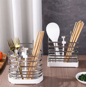 Kitchen Wall Mounted Chopsticks Spoon Drainage Anti-mold Storage Rack Square Shape Utensils Organizer  Style China