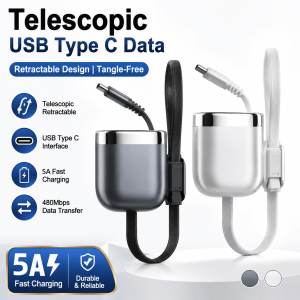 240W PD Retractable USB C to USB C Fast Charging Cable For iPhone Samsung MacBook iPad Xiaomi Phone Tablet Laptop