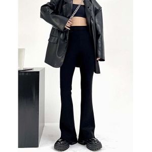 กางเกงขายาวทรงหลวมเอวสูงสีดำ ทรงขาบาน เอวสูง สไตล์เกาหลี สำหรับผู้หญิงไซส์ใหญ่ ทรงกระต่าย ทรงสลิม แฟชั่นฤดูใบไม้ร่วง