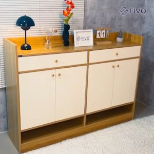 Tủ Đựng Giày Dép Hiện Đại FIVO FS53 Chất Liệu Gỗ MDF Lõi Xanh Chống Ẩm Chống Trầy Xước Bề Mặt Chân Tủ Chắc Chắn Có Kèm 2 Hộc - Ngang 140cm