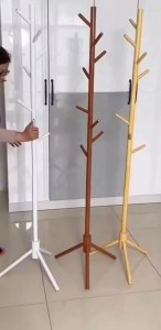 8 Hook Coat and Hat Rack Wooden Hanging Storage Rack for Clothes Outerwear Hats and Scarves