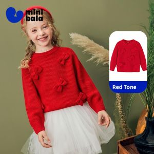 MINI BALA | Mini Childrens Red Bow and Heart Knit Sweater Autumn
