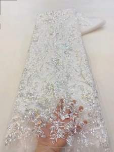 African Sequins Lace Fabric Fashion Nigerian Embroidery Sequins Tulle Lace Fabric 2026 High Quality For Sewing Cloth Party Dress