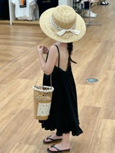 Girl Summer Dress Backless Slip Dress 2024 Summer Dress New Arrival Kids Baby Seaside Holiday K-style Beach Dress