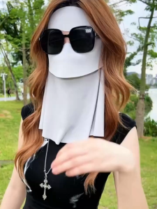 Drinkable full-face sun protection mask for neck protection hyaluronic acid ice thread UV protection light and breathable sunshade face Gini