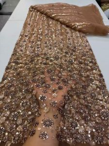 5 Yards African Lime Green Beaded Sequins Lace Fabric 2026 Royal French Sequins Tulle Lace For Women Party Dress Sewing Material