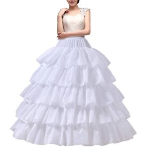 Full Shape Hoop Skirt & 5 Ruffles Layers Ball Gown Petticoat Underskirt Slip for Wedding Dress Adjustable Waist