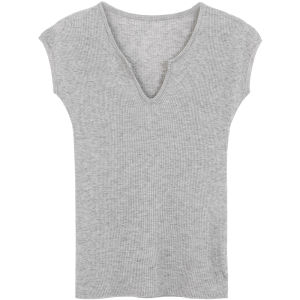 V-Neck Short Sleeve T-shirt Gray