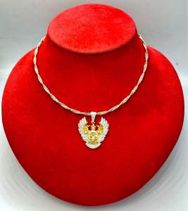 สร้อยคอช็อคเกอร์ 2 กษัตริย์ เงิน + ทอง พร้อมจี้พญาครุฑล้อมด้วยเพชรสวิต ช่วยเสริมพลังอำนาจ ความอุดมสมบูรณ์ โชคลาภ ร่ำรวยเงินทอง สร้อยคอมีความยาว 18 นิ้ว ของจริงสวยงามตรงปกค่ะ