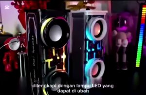 (SP) SPEAKER BLUETOOTH RGB LED TRANSPARAN V8 CYBERPUNK 13.6W TWS DOUBLE SUBWOOFER BASS