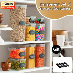 2025 New Food Storage Set 6 Piece BPA Free Plastic Airtight Containers with Labels Pen Kitchen Organization Pantry