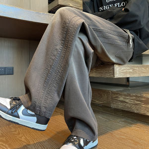 Black Stripe Casual Jeans Mens Spring Autumn New American Loose Straight Leg Long Pants Wide Leg Pants Comfortable Fit