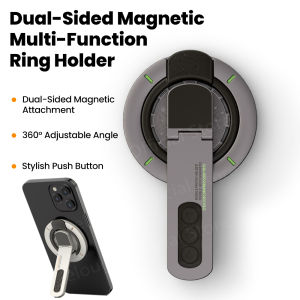Double-sided Magnetic Phone Holder Rotating Desk Mobile Phone Stand For iPhone 17 16 MagSafe MultiFunction Finger Ring Bracket