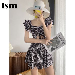 2023 Fancy New Style Chubby Girls One-Piece Skirt Swimsuit Women Cover Belly Small Chest Slim Looking Seaside Net Red Wind Summer