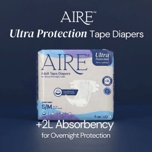 [Carton Deal] Aire Adult Tape Diapers - Size L (8x12 pcs)(For Heavy Leaks Soft Protection w. Readjustable Magic Tape)