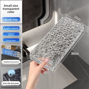 Acrylic Bathroom Toothbrush Holder Sink Storage Tray Simple Style Pure Color Dental Cup Organizer Desktop Placement