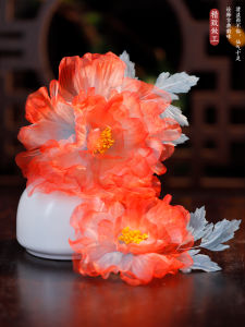 เครื่องประดับผมผ้าไหมสีแดงอ่อนสำหรับเจ้าสาว เครื่องประดับผมสไตล์ย้อนยุค หมวกผ้าไหม คลิปผม เครื่องประดับผมสำหรับเด็กสาวที่สง่างาม