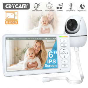 No WiFi Baby Monitor 6" ScreenPan-Tilt-Zoom Video Upgrade with Camera and Audio Night Vision VOX 2-way Talk Lullabies Monitor